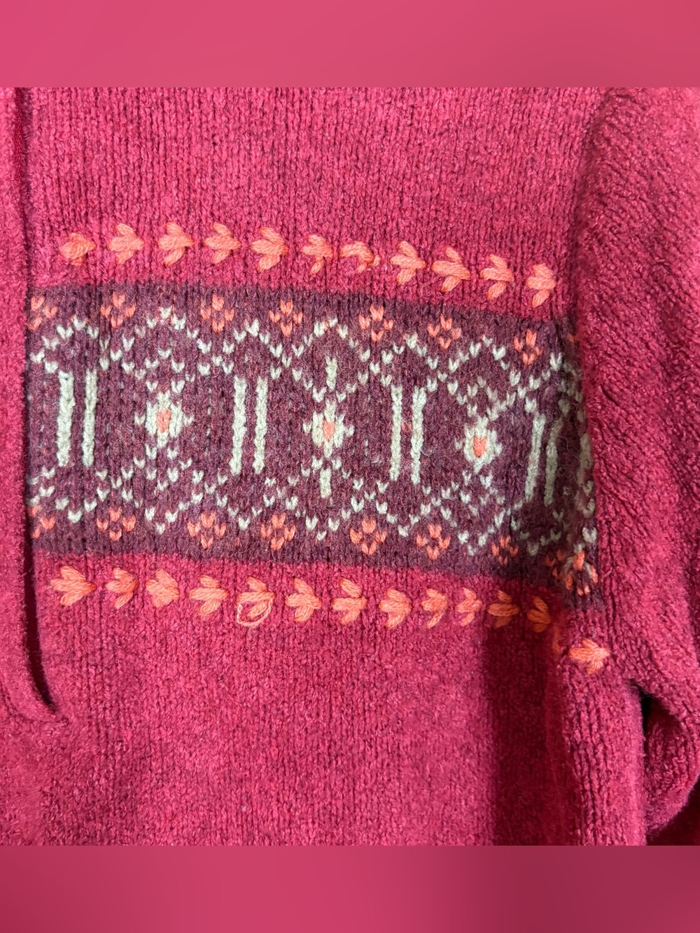 Columbia Women Fair Isle Quarter Zip Sweater Large Cozy Cottage Fall earthy wool - Picture 13 of 16